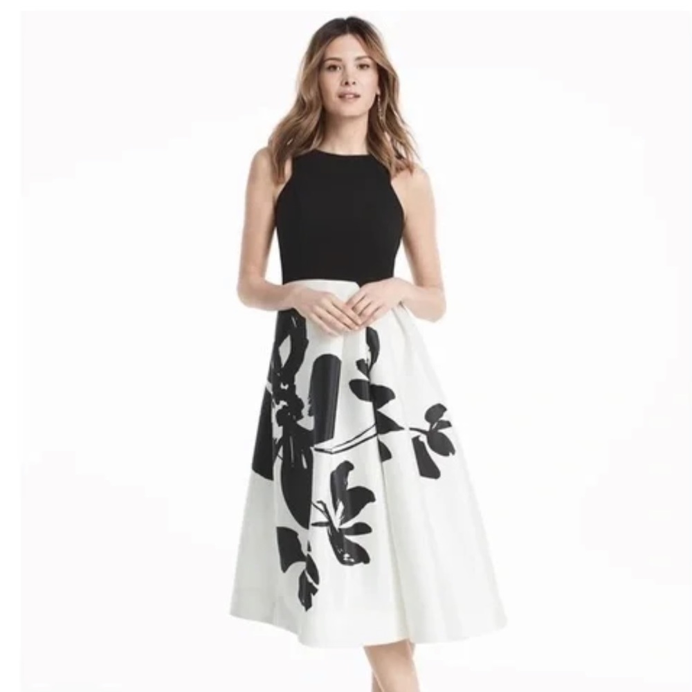 NWOT WHBM exploded floral printed midi fit and flare dress